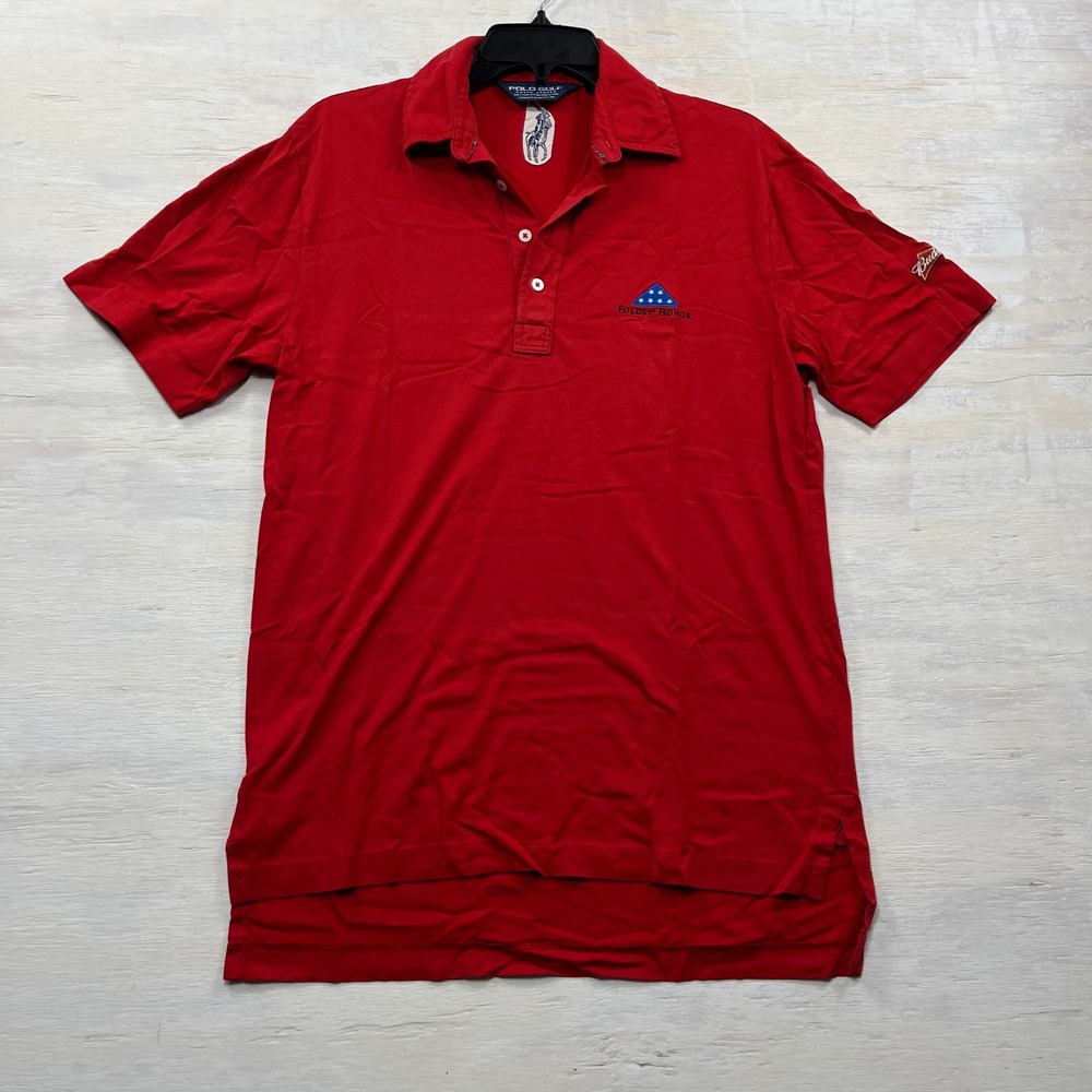 Polo Golf Ralph Lauren Polo Shirt Folds of Honor Budweiser Red Mens Pima Cotton